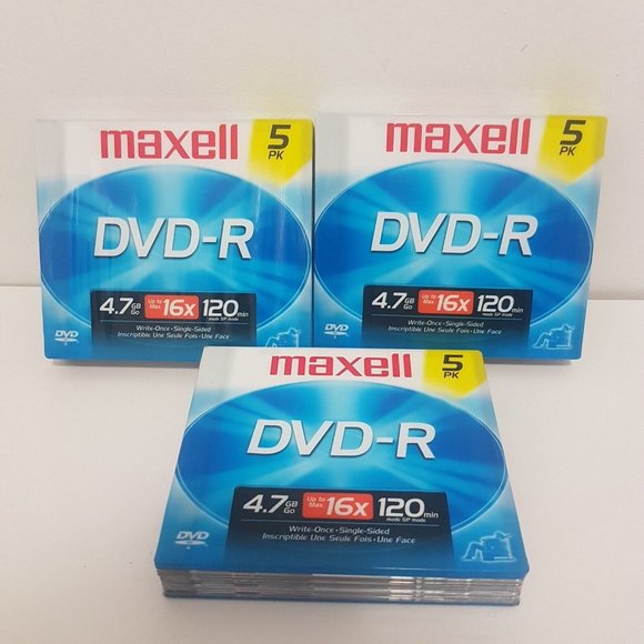 MAXWELL DVD-R 4.7 Gb  16X 120 Minutes Data Blank DVD Media 5 Pack Lot of 3 - Picture 5 of 6